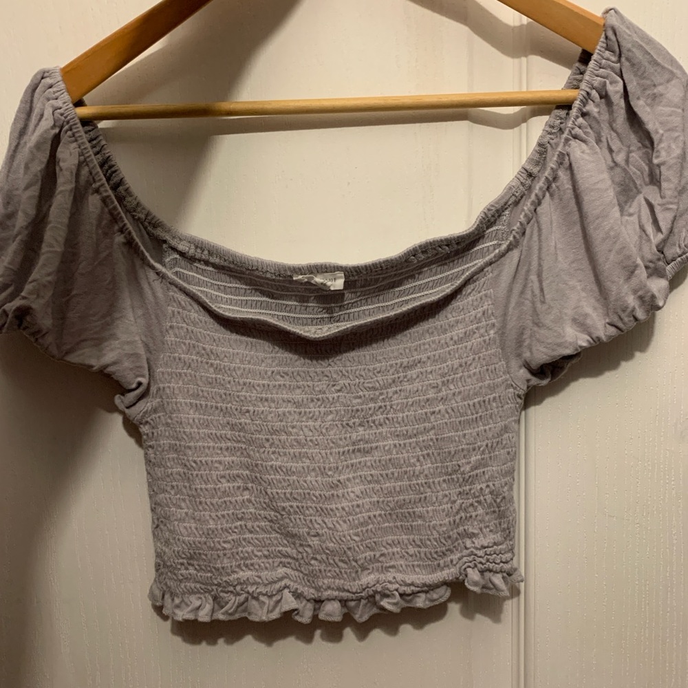 Elegant Gray Off-Shoulder Crop Top